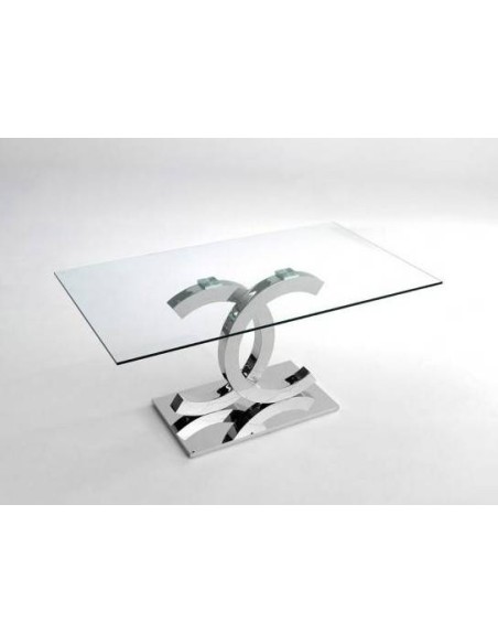 Mesa de centro Chanel 110x60, cristal, inox Mesa de centro Chanel 110x60, cristal, inox