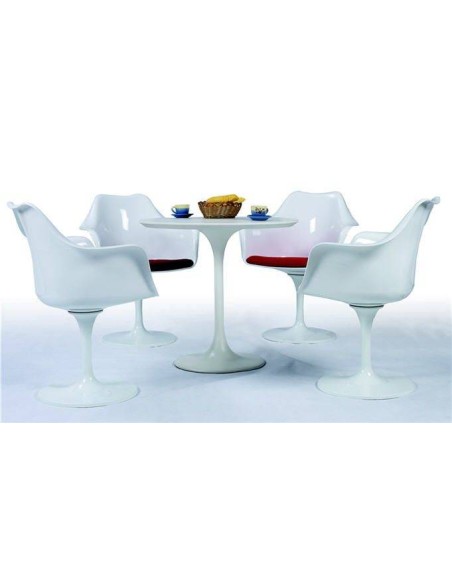 Mesa TULA 90 cm, base metálica, tampo DM lacado branco