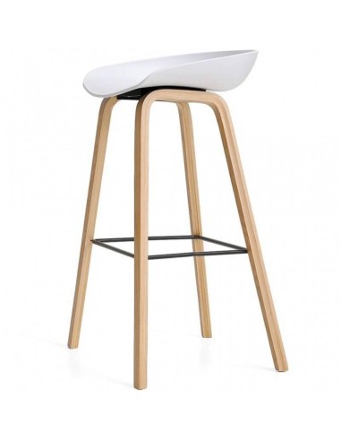 Taburete Welli 75, metal acabado madera, plastico
