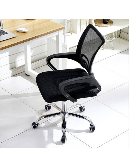 Sillón de oficina Helix, gas, basculante, malla y tejido negro Sillón de oficina Helix, gas, basculante, malla y tejido negro