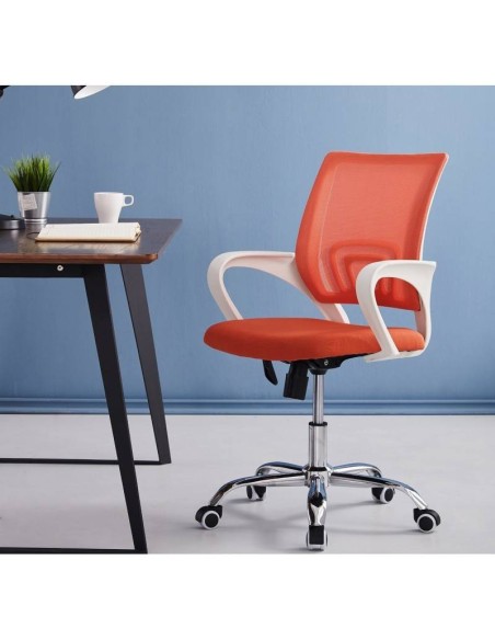 Sillón de oficina Helix blanco, gas, basculante, malla y tejido