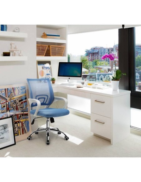 Sillón de oficina Helix blanco, gas, basculante, malla y tejido