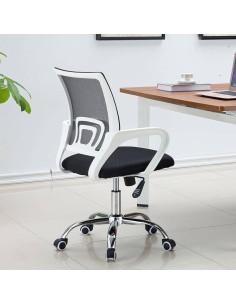 Sillón de oficina Helix blanco, gas, basculante, malla y tejido 2