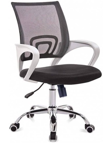 Cadeira de escritório Helix branco, gás, braço oscilante, malha e tecido